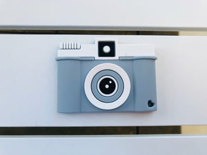 Blue-Grey Camera Silicone Teething Toy