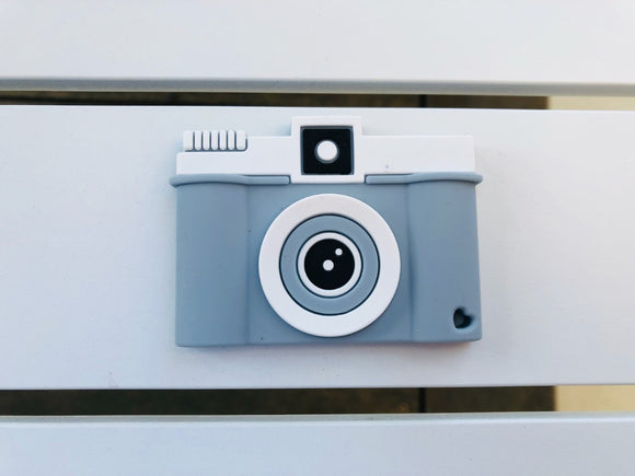 Blue-Grey Camera Silicone Teething Toy
